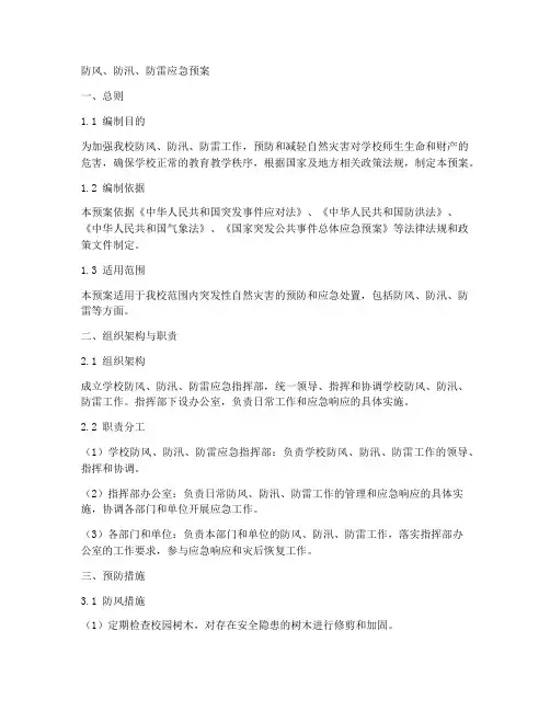 防风_防汛_防雷应急预案