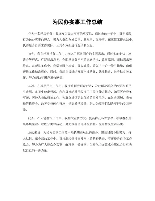 为民办实事工作总结
