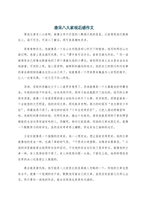 唐宋八大家观后感作文