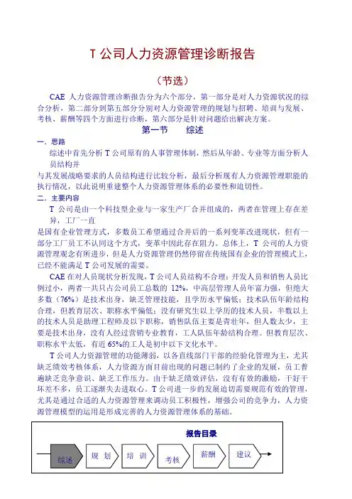 集团公司人力资源诊断报告大全