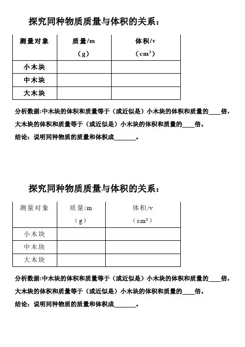 实验表格