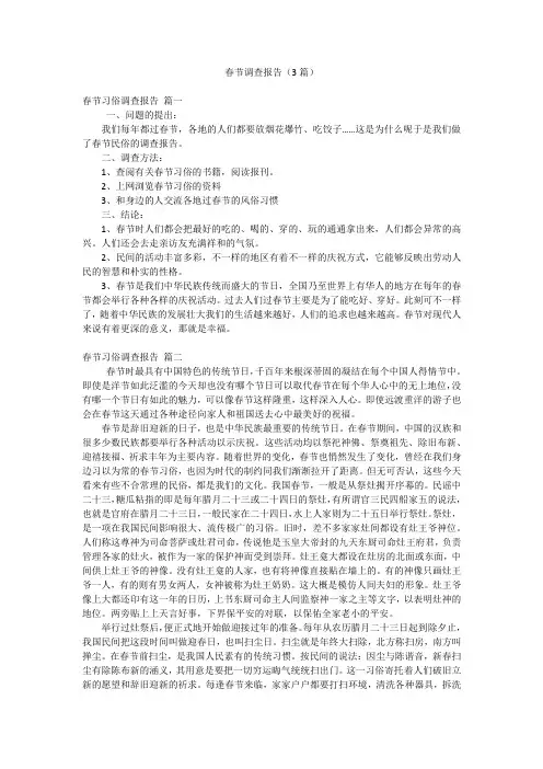 春节调查报告(3篇)