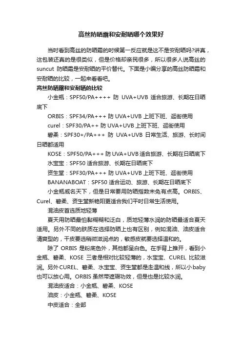 高丝防晒霜和安耐晒哪个效果好