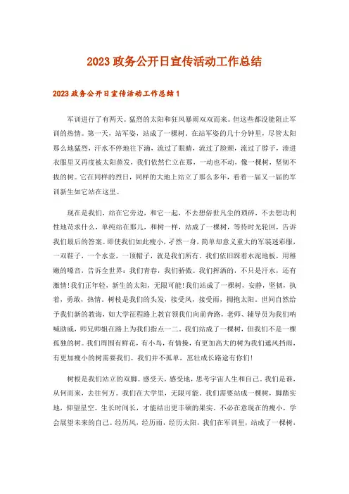 2023政务公开日宣传活动工作总结