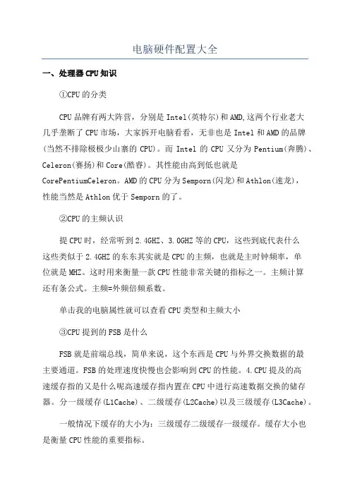 电脑硬件配置大全