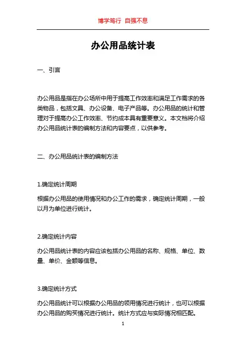 办公用品统计表