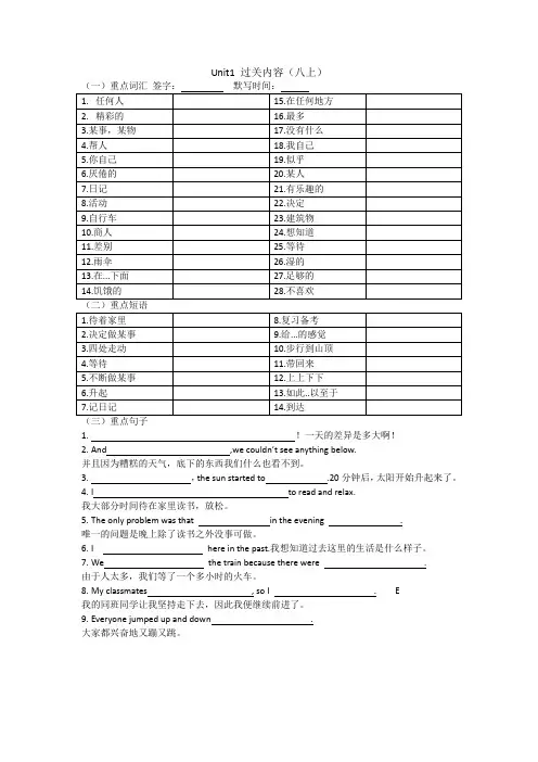 人教版八年级上册英语unit1过关内容