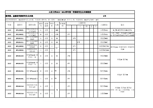 山东大学数学研究生课表