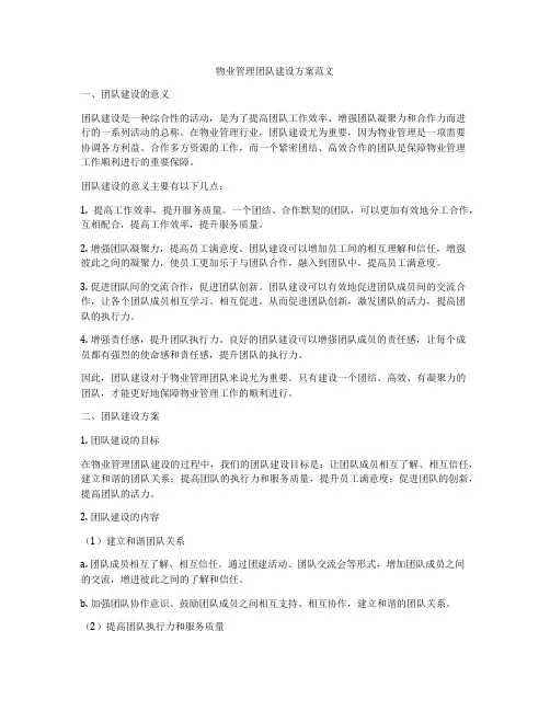 物业管理团队建设方案范文