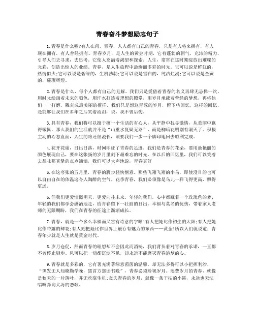 青春奋斗梦想励志句子