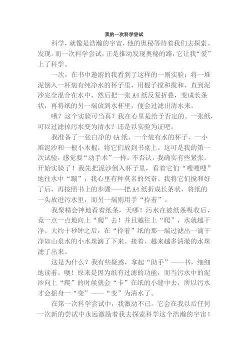 我的第一次科学尝试