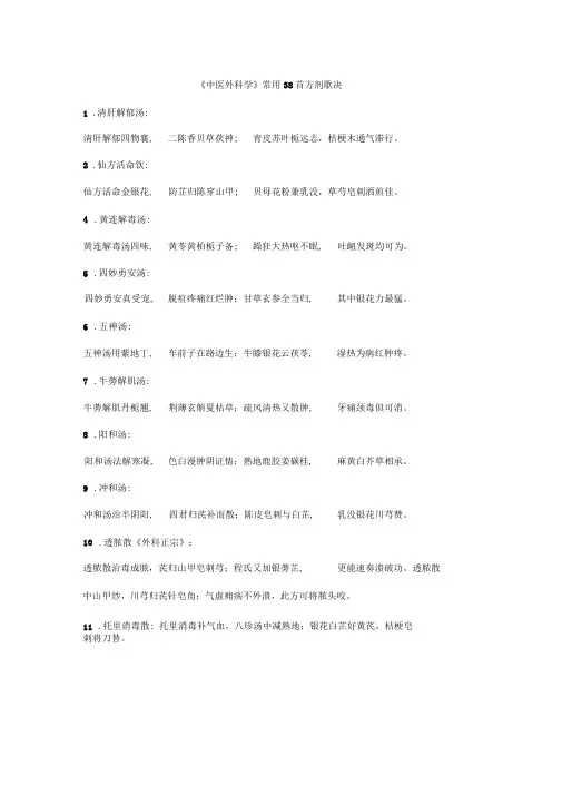 中医外科常用方剂方歌