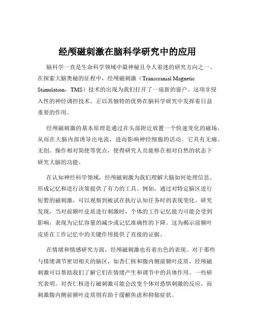 经颅磁刺激在脑科学研究中的应用