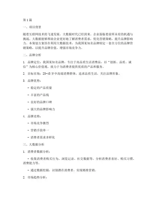 大数据品牌营销策划方案(3篇)