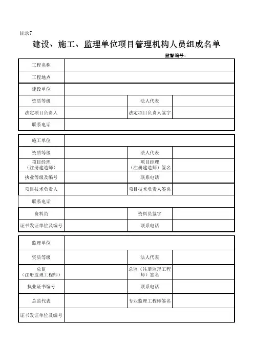 2建设施工监理项目机构人员组成名单
