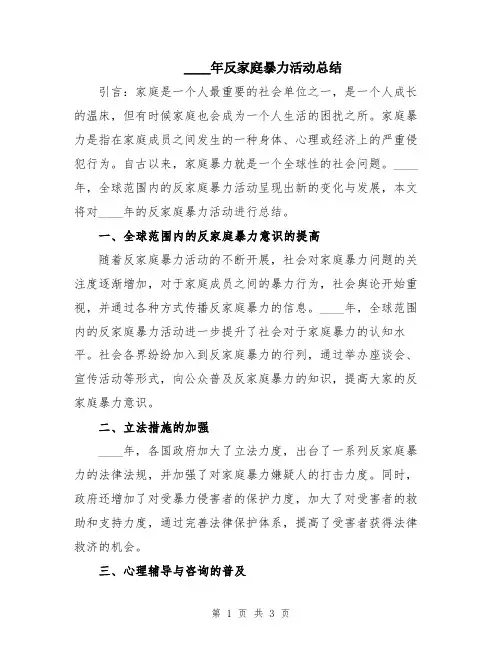 2024年反家庭暴力活动总结