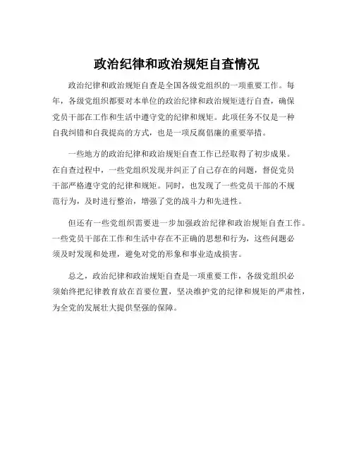 政治纪律和政治规矩自查情况