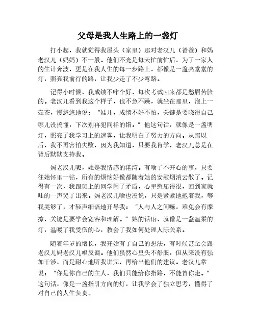 父母是我人生路上的一盏灯作文800字