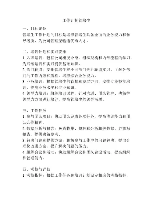 工作计划管培生