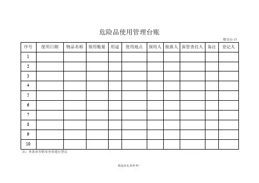 危险品使用管理台账