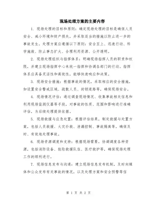 现场处理方案的主要内容