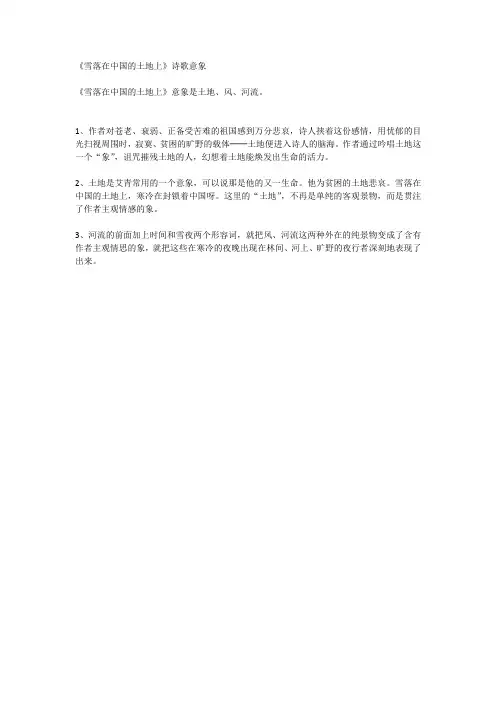 雪落在中国的土地上诗歌意象
