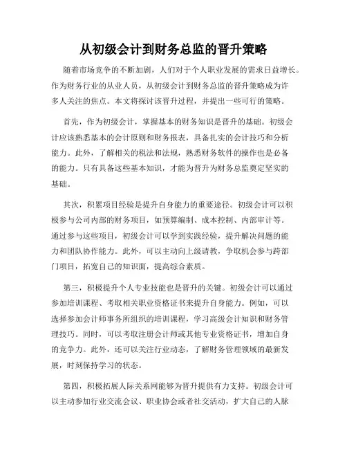 从初级会计到财务总监的晋升策略