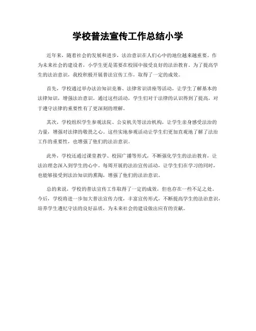 学校普法宣传工作总结小学