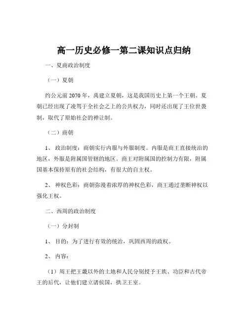 高一历史必修一第二课知识点归纳