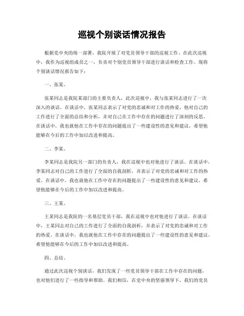 巡视个别谈话情况报告