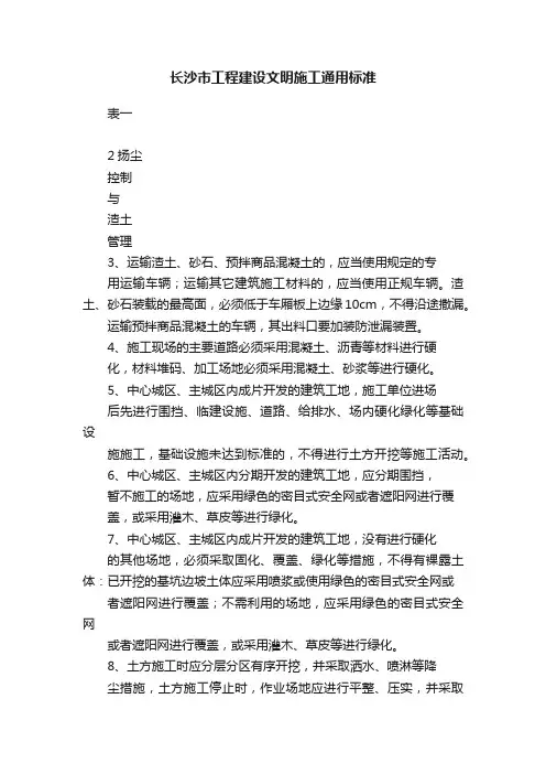 长沙市工程建设文明施工通用标准