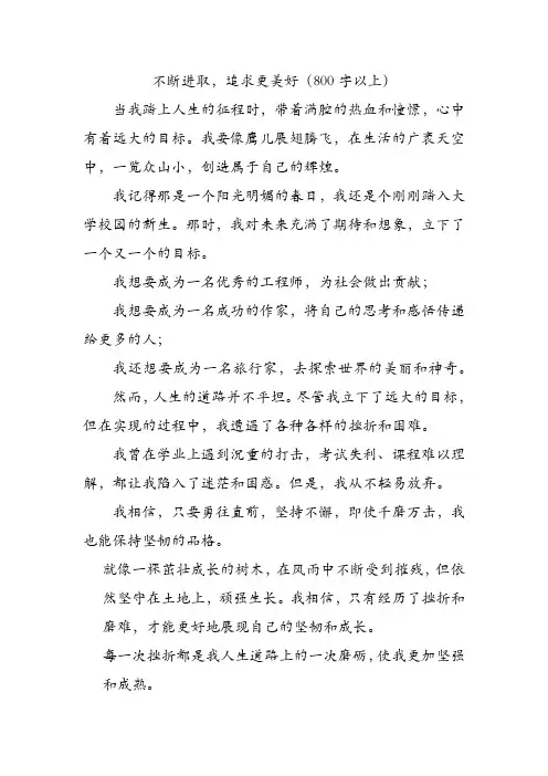 不断进取,追求更美好(800字以上)
