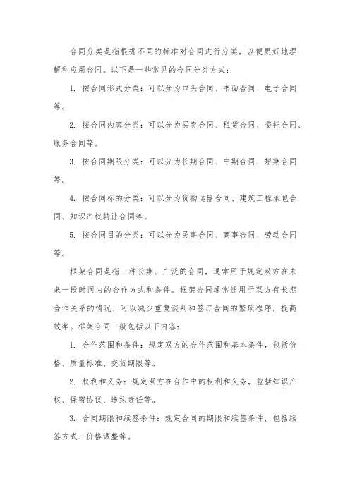 合同分类 框架合同