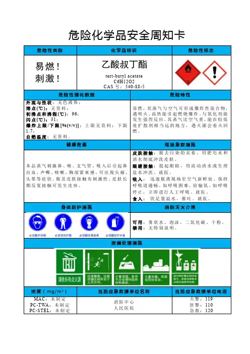 乙酸叔丁酯-危险化学品安全周卡