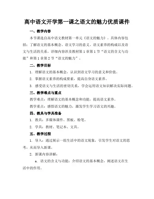 高中语文开学第一课之语文的魅力优质课件