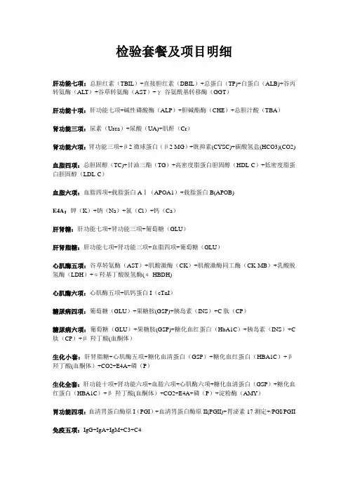 检验套餐及项目明细