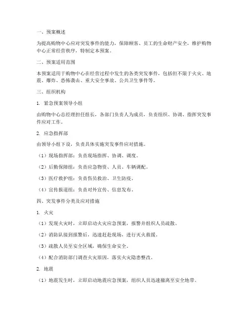 购物中心突发事件紧急预案