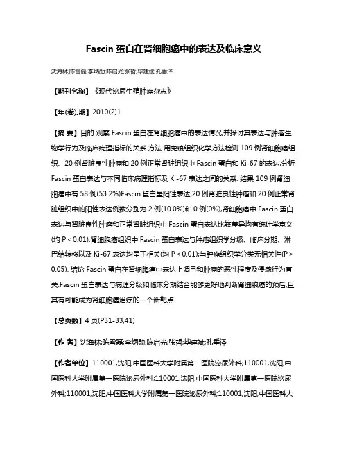 Fascin蛋白在肾细胞癌中的表达及临床意义
