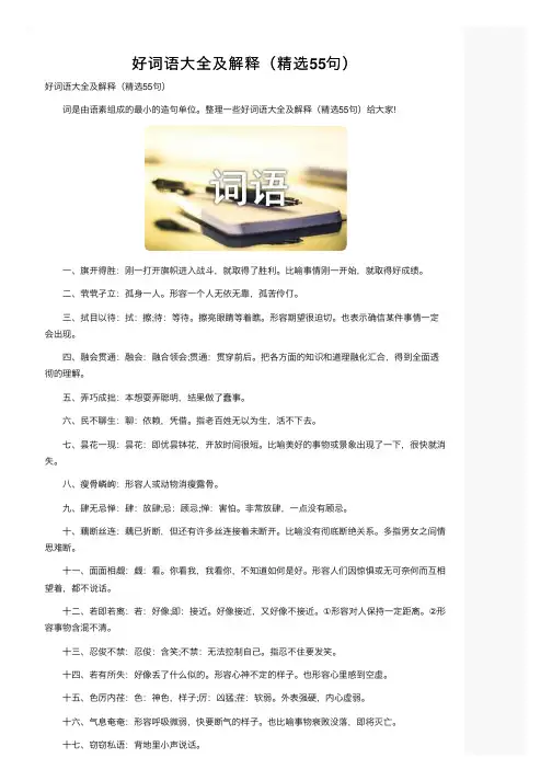 好词语大全及解释（精选55句）