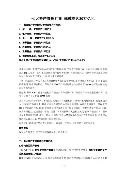 七大资产管理行业-规模高达30万亿元