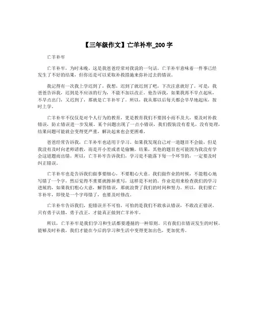 【三年级作文】亡羊补牢_200字