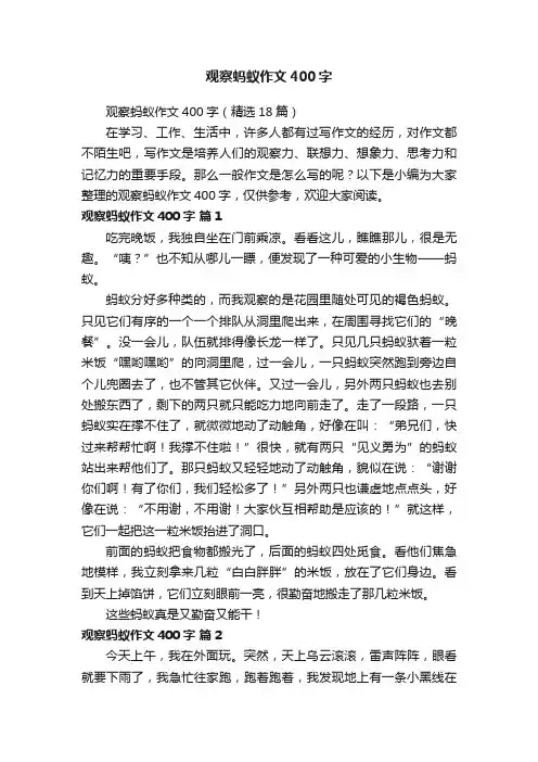 观察蚂蚁作文400字（精选18篇）