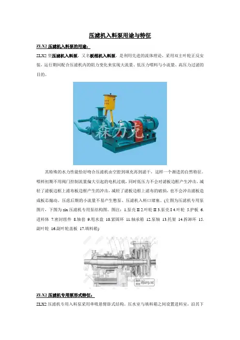 压滤机入料泵用途与特征