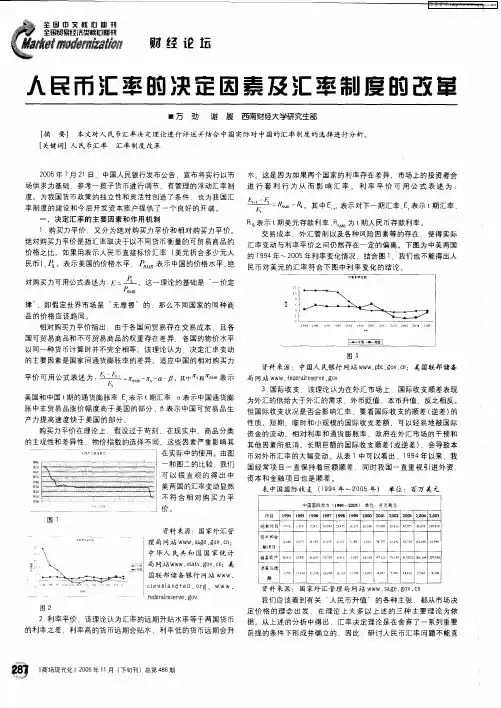 人民币汇率的决定因素及汇率制度的改革