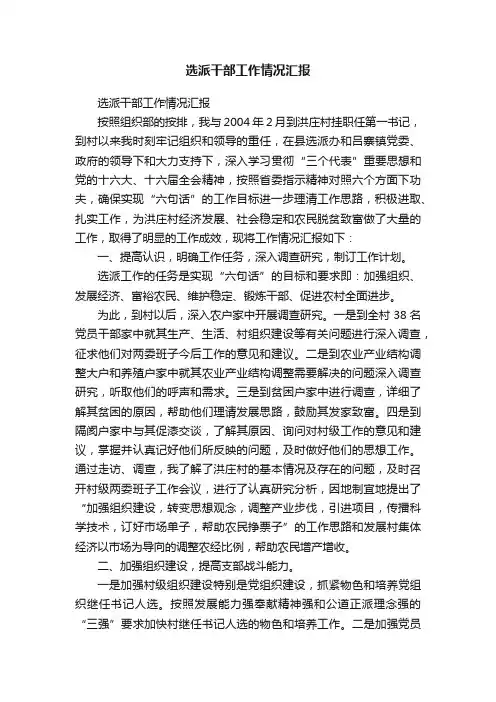 选派干部工作情况汇报