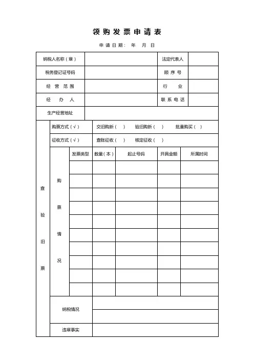 领购发票申请表