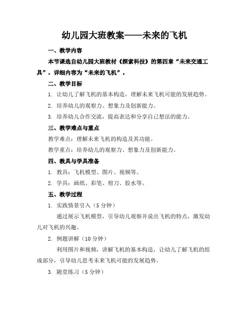 幼儿园大班教案——未来的飞机