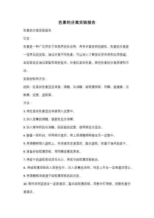 色素的分离实验报告