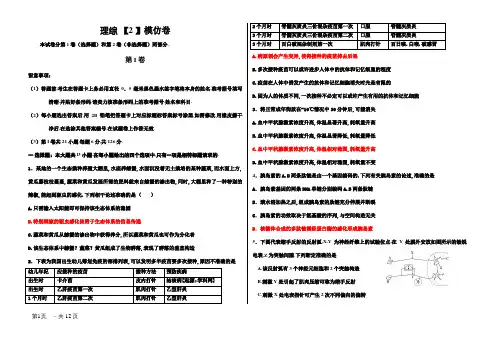 衡水中学理综模拟卷