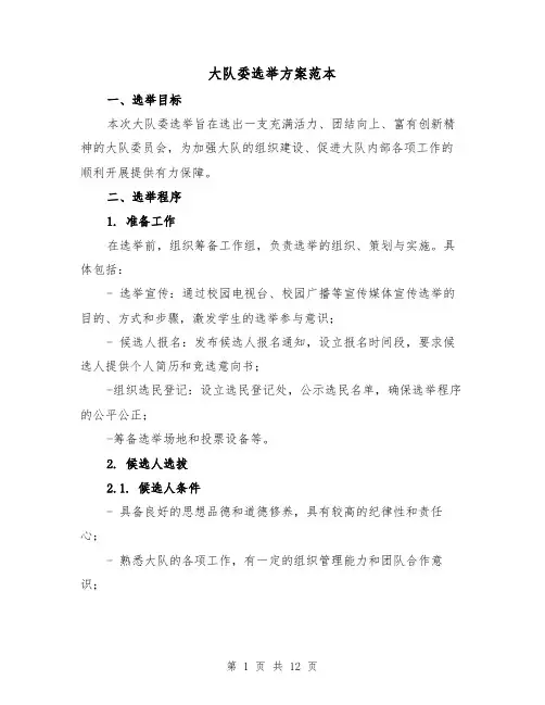 大队委选举方案范本(四篇)